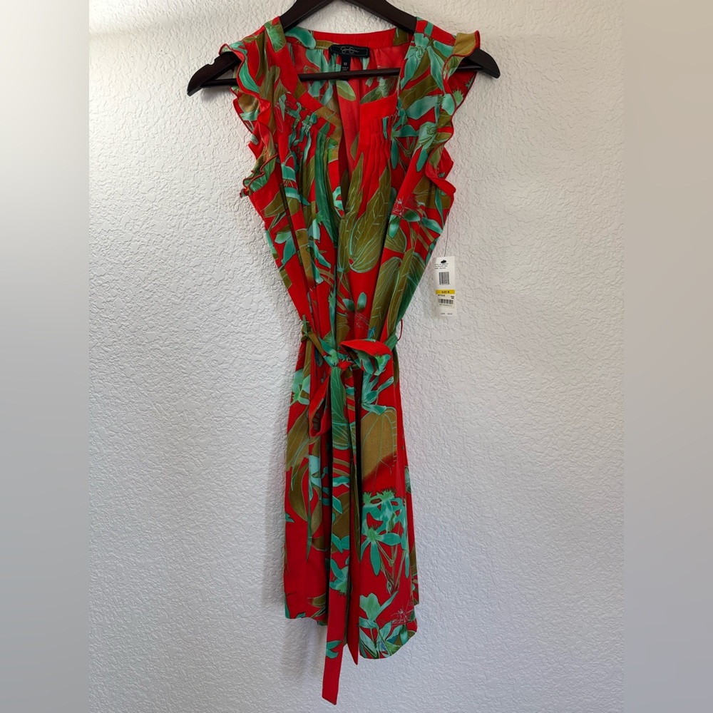 Jessica Simpson Delevan Dress | Poppy Red Tropical Print | Size M | NWT - Picture 13 of 16